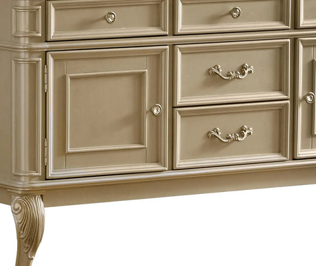 Miranda Transitional Style Dining Server In Gold Finish Wood | Cosmos