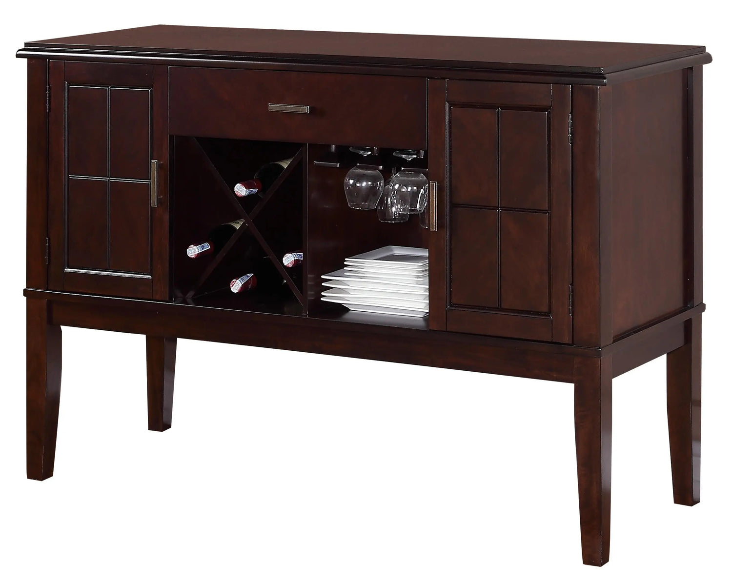 Era Transitional Style Dining Server in Espresso finish Wood - Home Elegance USA