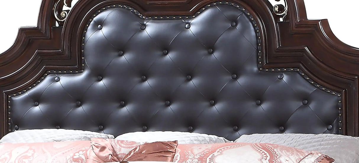 Rosanna Traditional Style Queen Bed in Cherry finish Wood - Home Elegance USA
