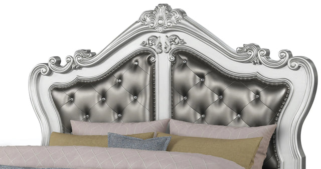 Adriana Transitional Style Queen Bed in Silver finish Wood - Home Elegance USA
