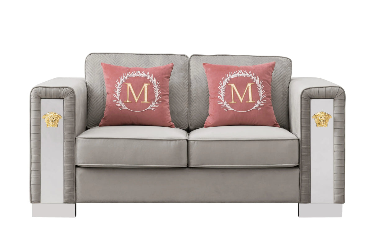 William Modern Style Gray Loveseat with Metal legs - Home Elegance USA