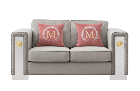 William Modern Style Gray Loveseat with Metal legs - Home Elegance USA