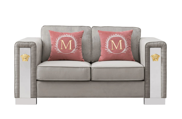 William Modern Style Gray Loveseat with Metal legs - Home Elegance USA