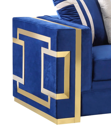Lawrence Modern Style Navy Sofa With Gold Finish | Cosmos