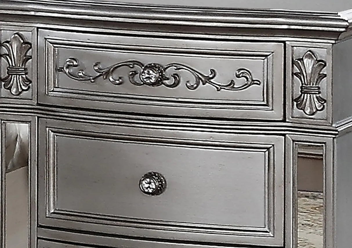 Pamela Transitional Style Nightstand in Silver finish Wood - Home Elegance USA