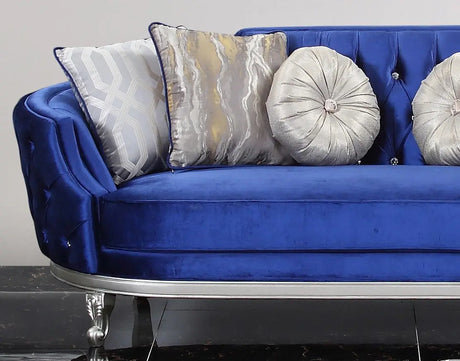 Skylar Transitional Style Loveseat In Silver Finish Wood | Cosmos
