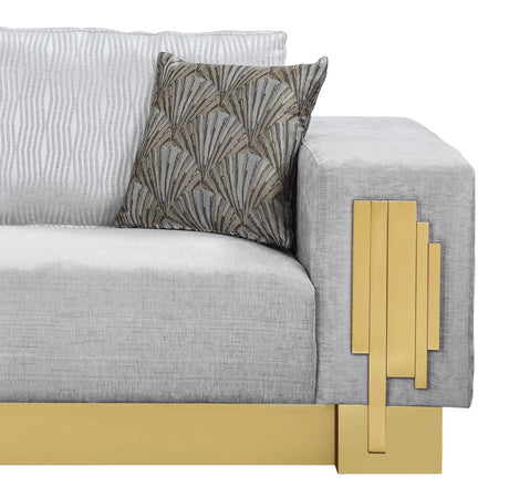 Megan Modern Style Gray Loveseat With Gold Finish | Cosmos