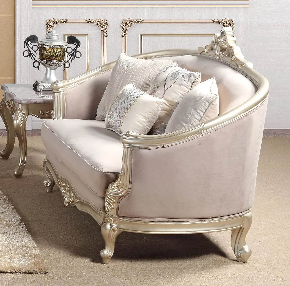 Elanor Traditional Style Loveseat in Champagne finish Wood - Home Elegance USA