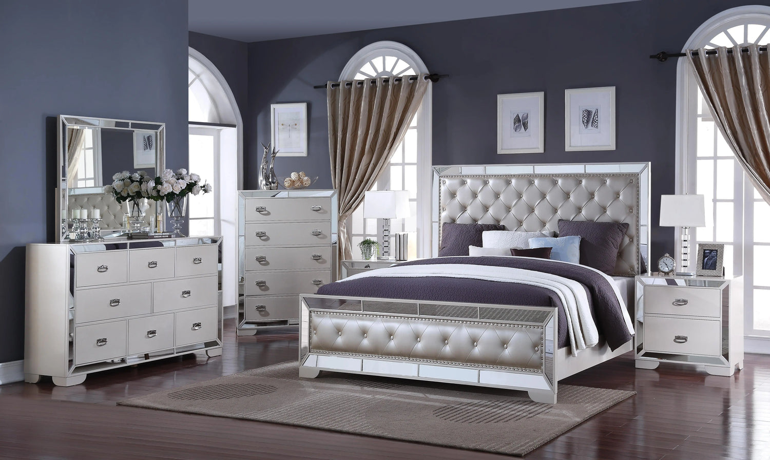 Gloria Contemporary Style Dresser in White finish Wood - Home Elegance USA