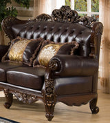 Vanessa Traditional Style Loveseat in Walnut finish Wood - Home Elegance USA