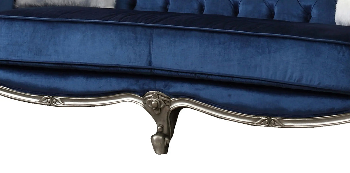 Mia Transitional Style Navy Sofa with Silver Finish - Home Elegance USA