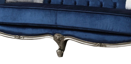 Mia Transitional Style Navy Sofa With Silver Finish | Cosmos