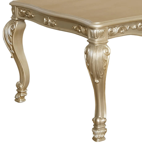 Miranda Transitional Style Dining Table In Gold Finish Wood | Cosmos