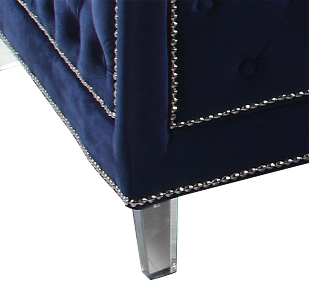 Kendel Blue Modern Style Navy Chair with Acrylic Legs - Home Elegance USA