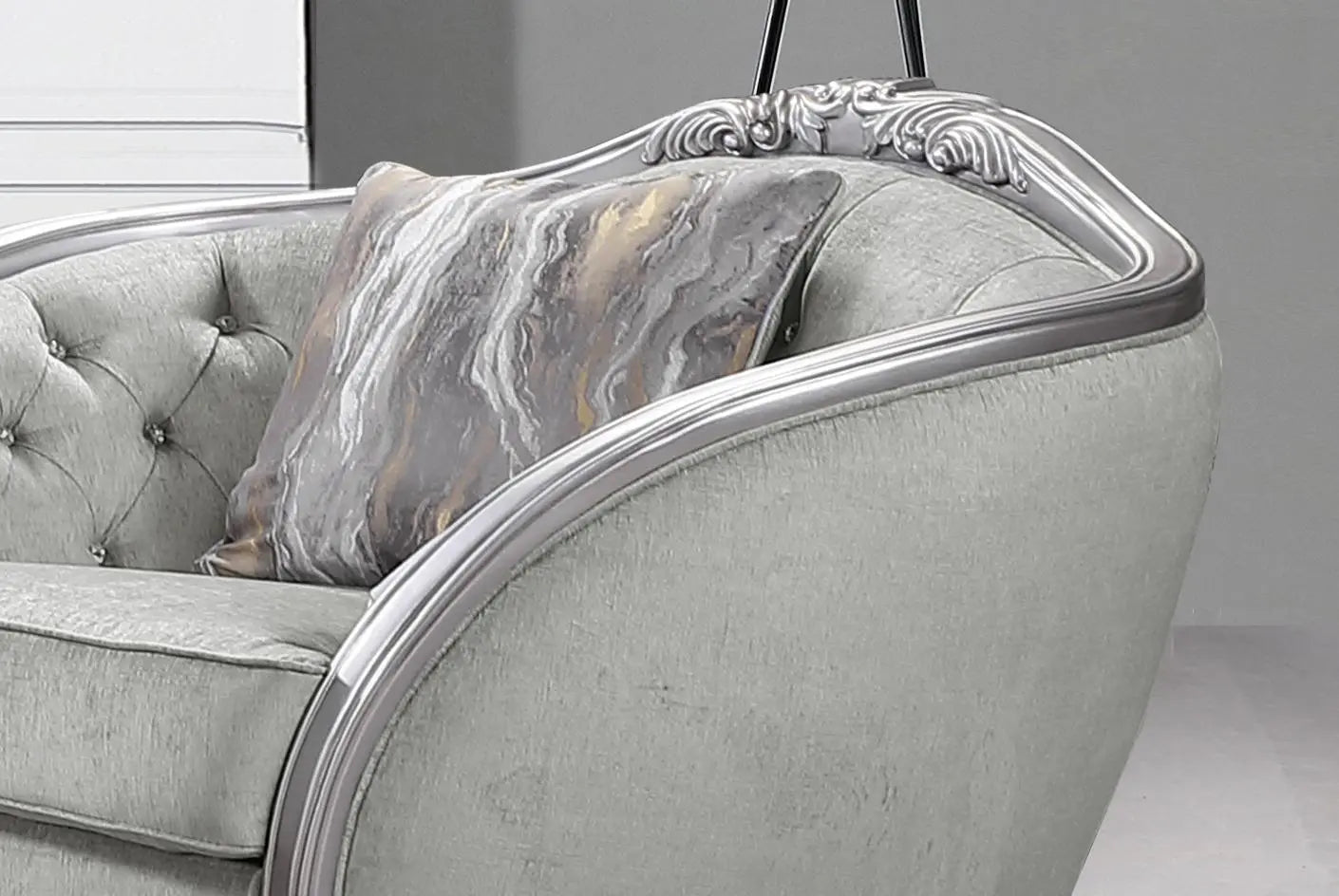 Natalia Transitional Style Chair in Silver finish Wood - Home Elegance USA