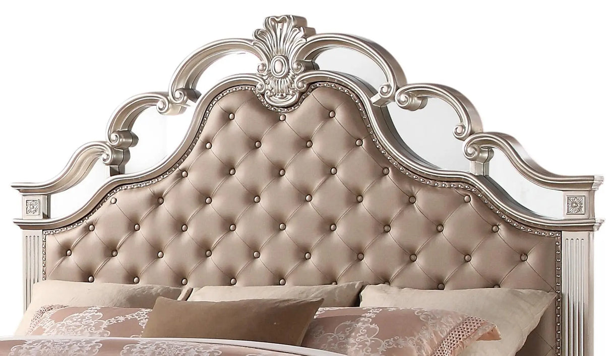 Sonia Contemporary Style Queen Bed in Beige finish Wood - Home Elegance USA