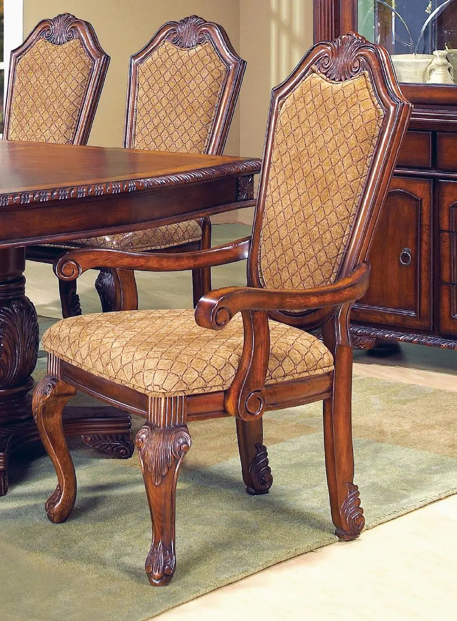 Veronica Cherry Traditional Style Dining Arm Chair in Cherry finish Wood - Home Elegance USA