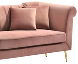 Lexington Transitional Style Coral Loveseat with Gold Finish - Home Elegance USA