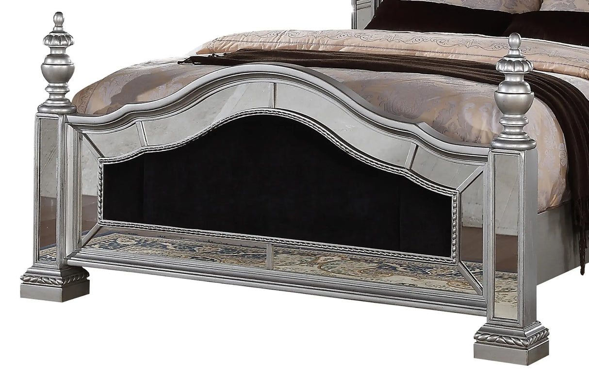 Pamela Transitional Style Queen Bed in Silver finish Wood - Home Elegance USA