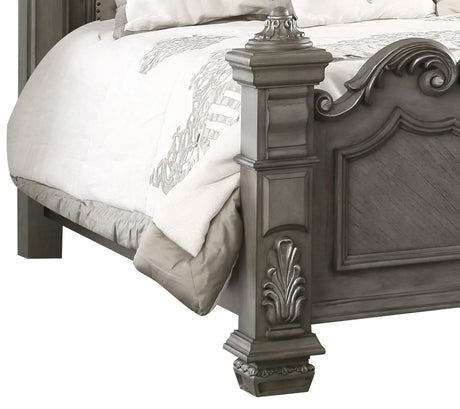 Silvy Transitional Style King Bed In Gray Finish Wood | Cosmos