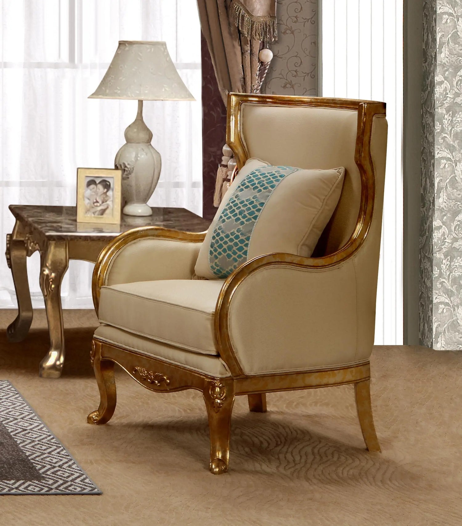 Majestic Transitional Style Chair in Gold finish Wood - Home Elegance USA