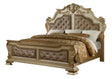 Miranda Transitional Style Queen Bed In Gold Finish Wood | Cosmos