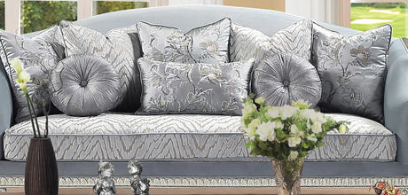 Venus Transitional Style Sofa In Silver Finish Wood | Cosmos