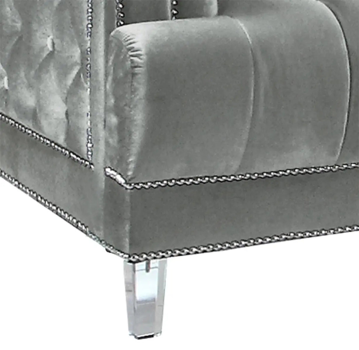 Kendel Silver Modern Style Gray Sofa with Acrylic Legs - Home Elegance USA