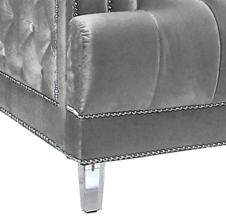 Kendel Silver Modern Style Gray Sofa With Acrylic Legs | Cosmos