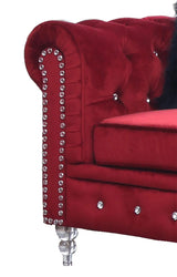 Sahara Modern Style Red Loveseat with Acrylic legs - Home Elegance USA