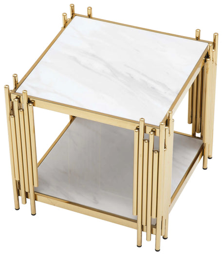 Jaden Modern Style Marble End Table With Metal Base | Cosmos