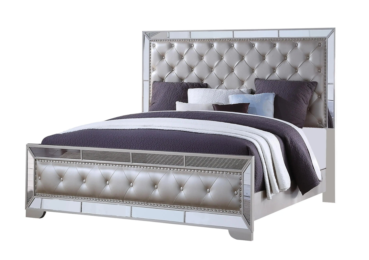 Gloria Contemporary Style Queen Bed in White finish Wood - Home Elegance USA