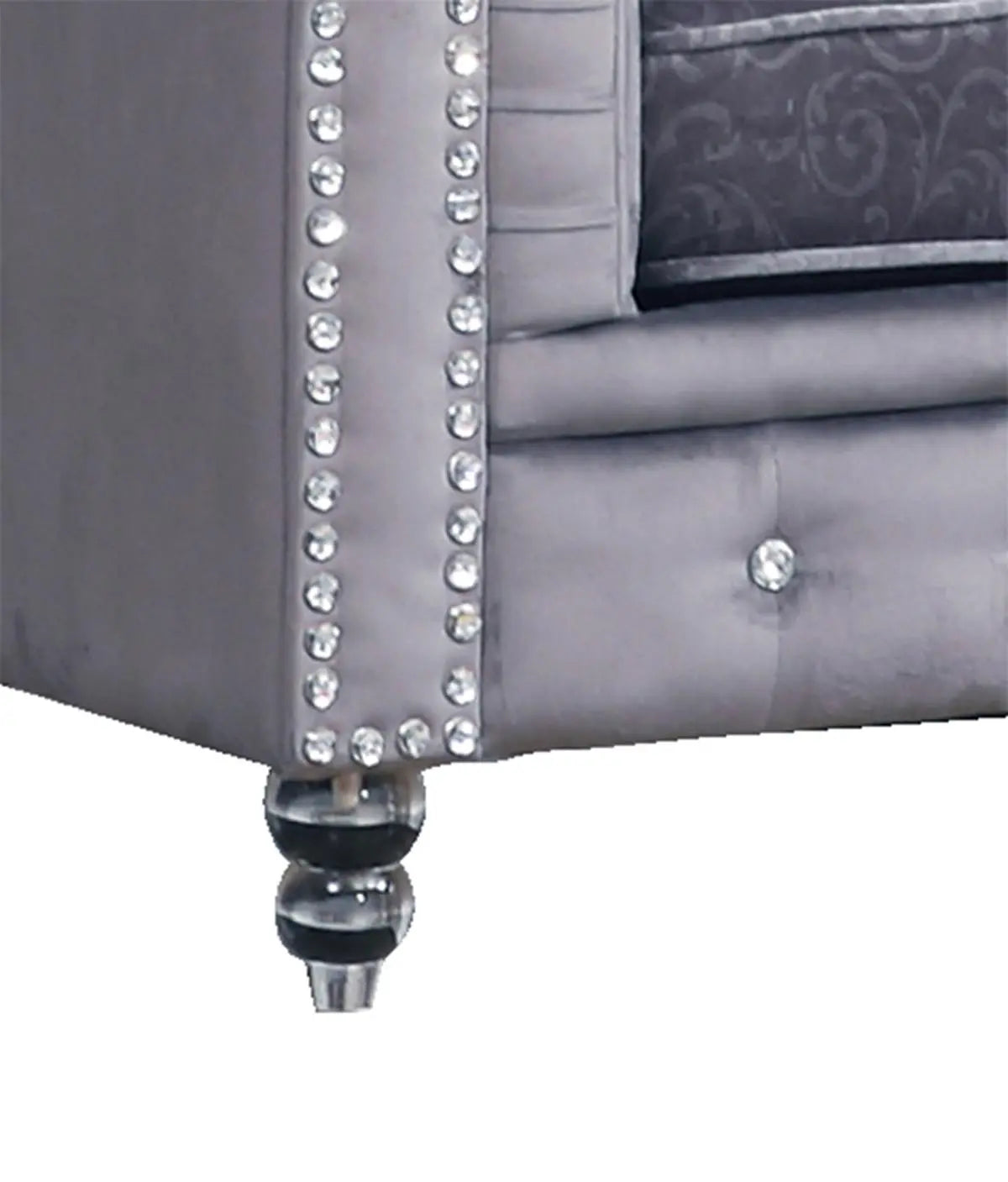 Sahara Modern Style Gray Sofa with Acrylic legs - Home Elegance USA