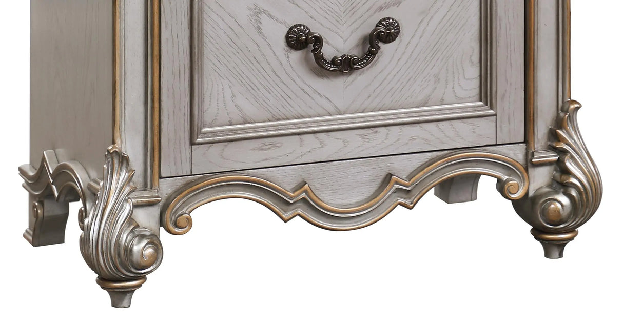 Melrose Transitional Style Nightstand in Silver finish Wood - Home Elegance USA