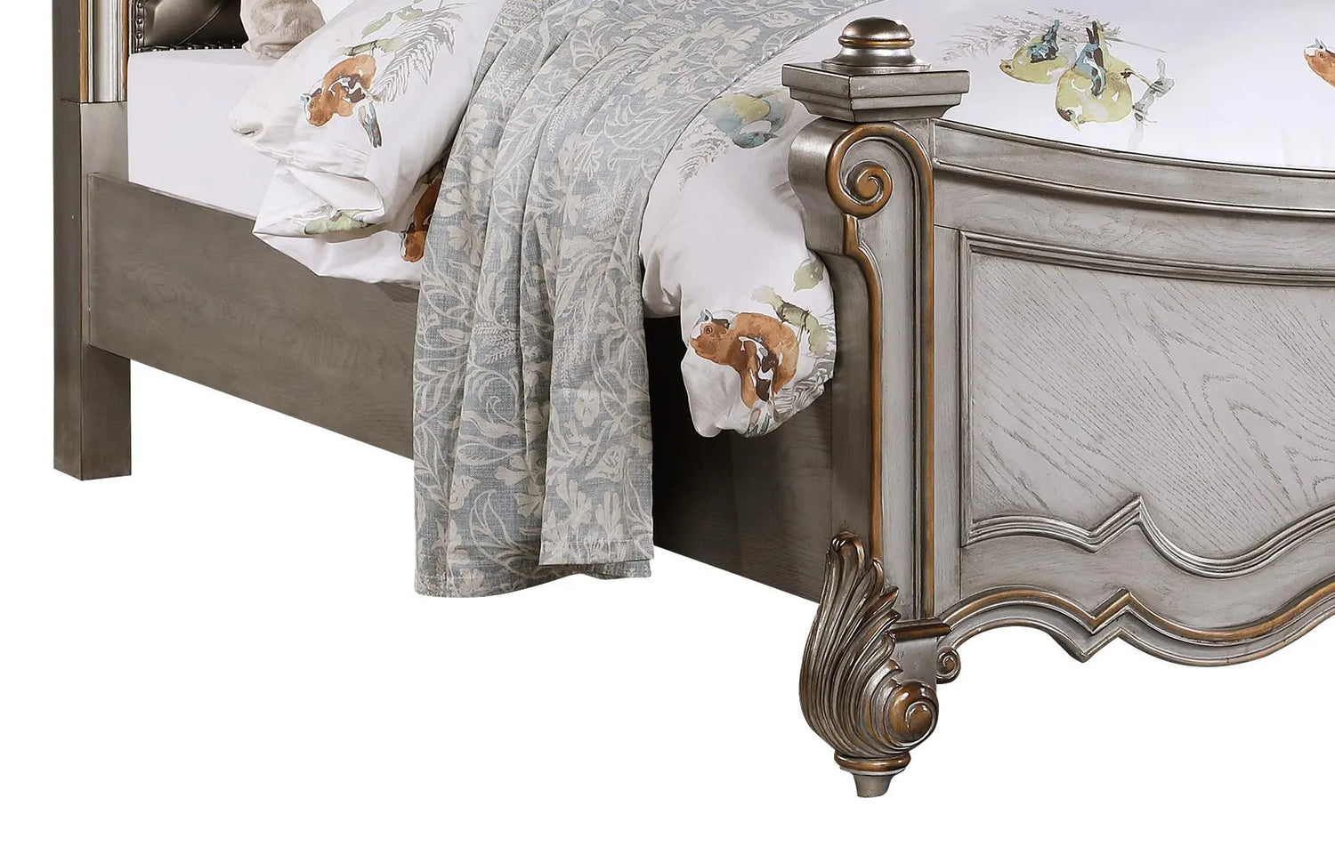 Melrose Transitional Style Queen Bed in Silver finish Wood - Home Elegance USA