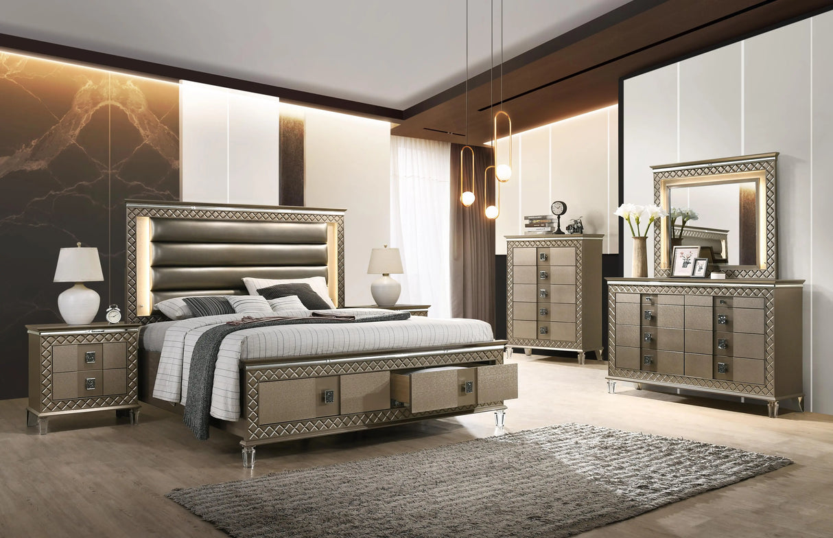Coral Contemporary Style Nightstand in Bronze finish Wood - Home Elegance USA