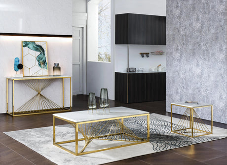 Samira Modern Style Marble Coffee Table With Metal Base | Cosmos