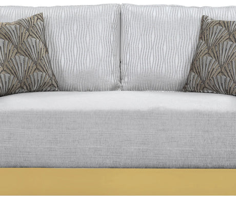 Megan Modern Style Gray Loveseat With Gold Finish | Cosmos
