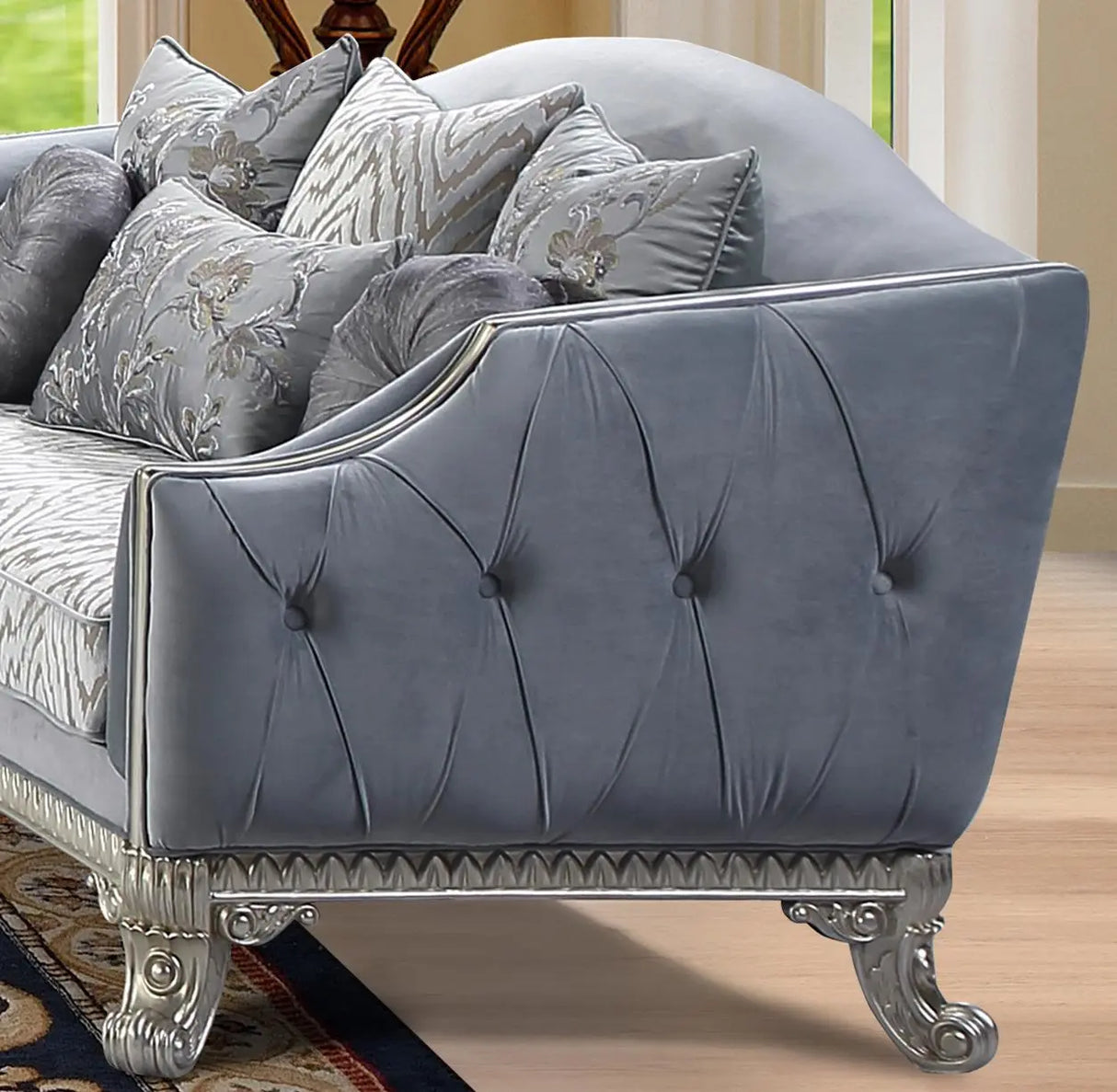 Venus Transitional Style Loveseat in Silver finish Wood - Home Elegance USA
