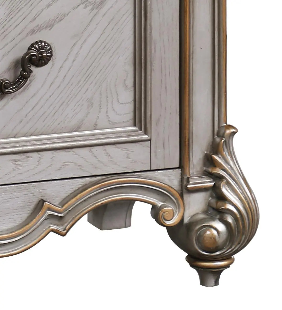 Melrose Transitional Style Nightstand in Silver finish Wood - Home Elegance USA