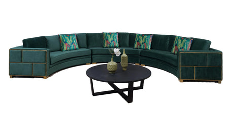 Marco Sectional in Green with Gold Finish - Home Elegance USA