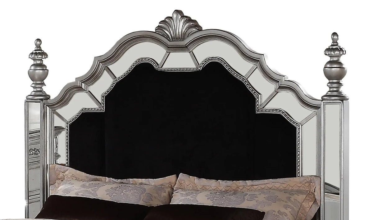Pamela Transitional Style King Bed in Silver finish Wood - Home Elegance USA
