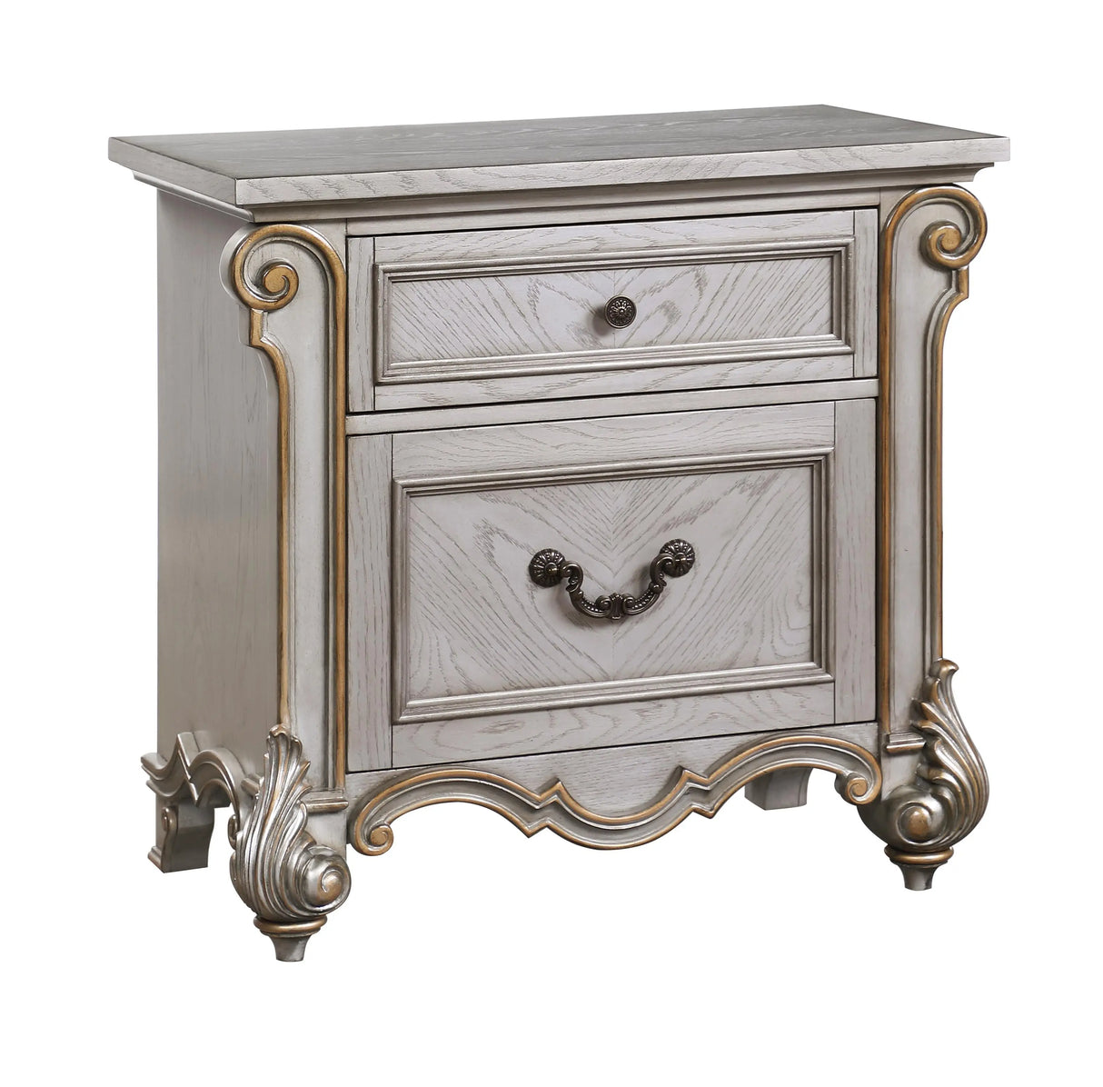 Melrose Transitional Style Nightstand in Silver finish Wood - Home Elegance USA