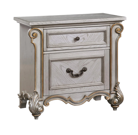 Melrose Transitional Style Nightstand in Silver finish Wood - Home Elegance USA