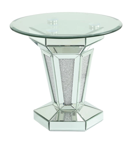 Diva Modern Style Glass End Table with Silver fiinish - Home Elegance USA