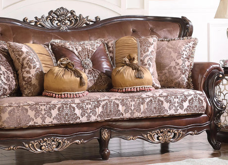 Phoenix Transitional Style Sofa In Cherry Finish Wood | Cosmos