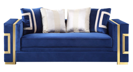Lawrence Modern Style Navy Loveseat with Gold Finish - Home Elegance USA
