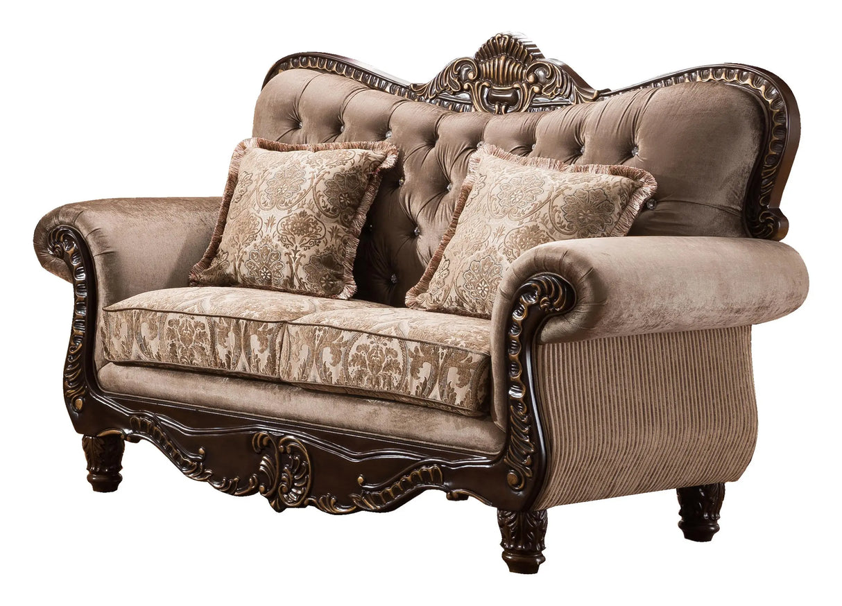 Giana Traditional Style Loveseat in Cherry finish Wood - Home Elegance USA