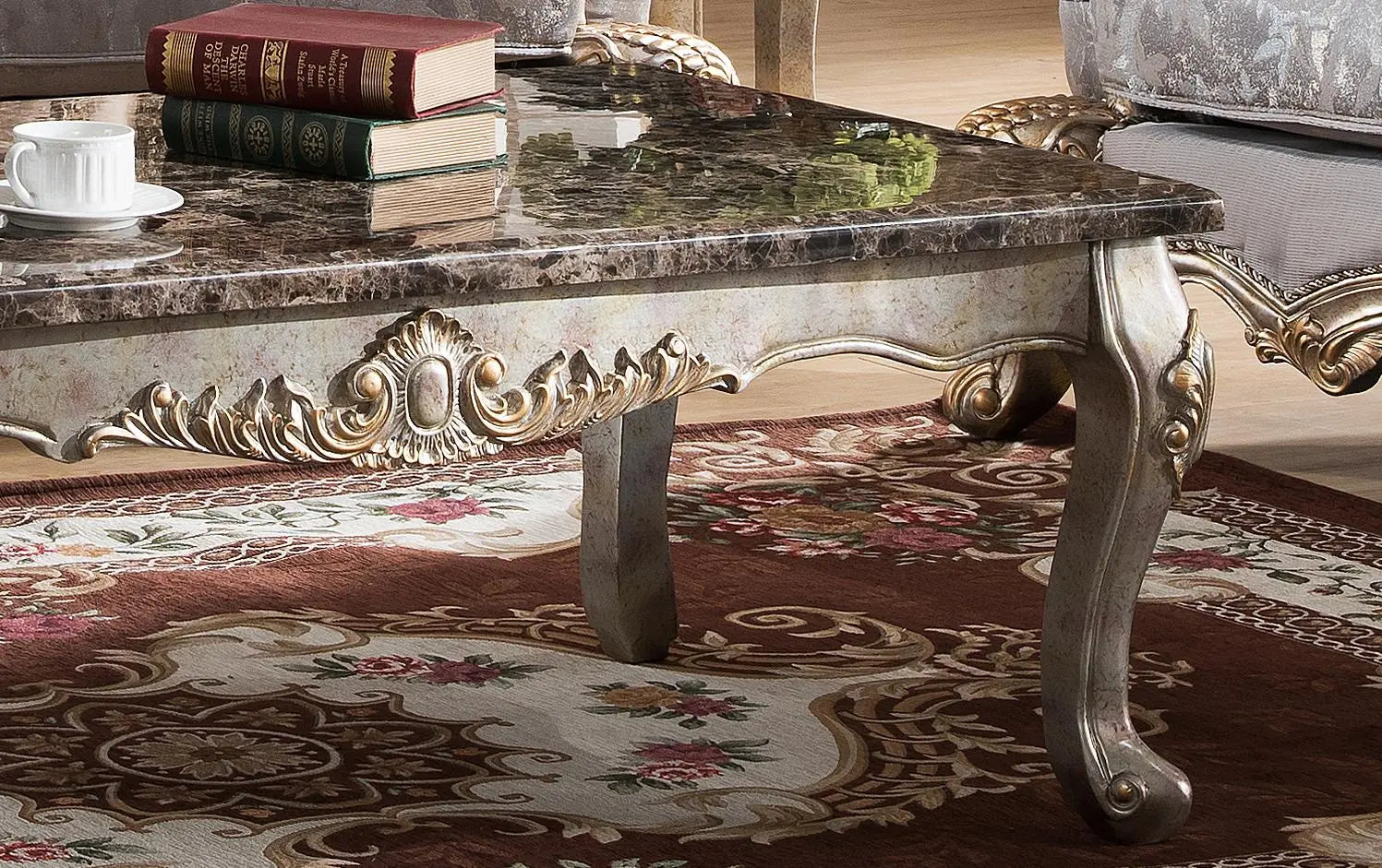 Oprah Traditional Style Coffee Table in Metallic finish Wood - Home Elegance USA