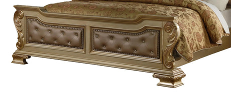 Miranda Transitional Style King Bed In Gold Finish Wood | Cosmos